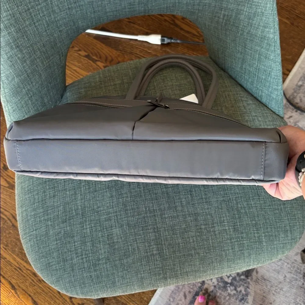 Knomo Maiyfair Hanover Gray 14” Laptop crossbody handle nylon Bag unisex NWT